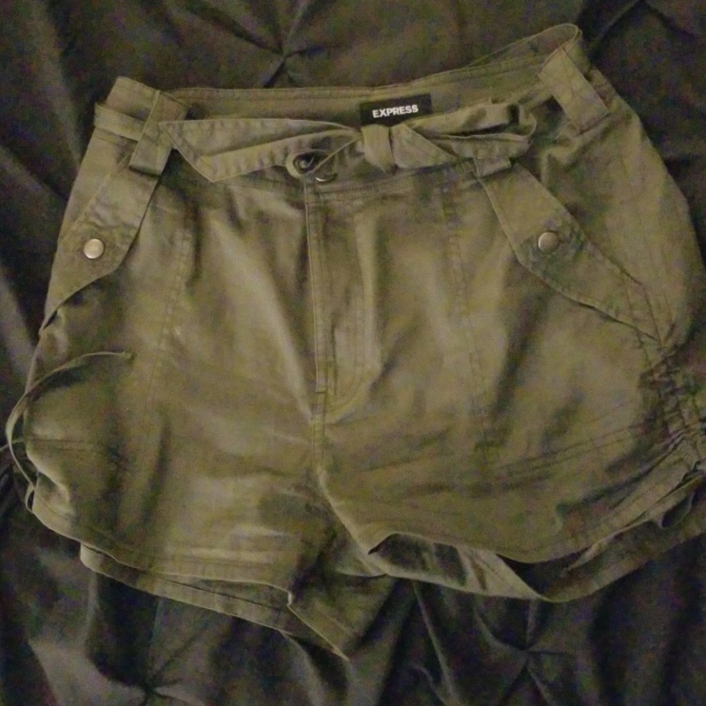 Olive green utility shorts